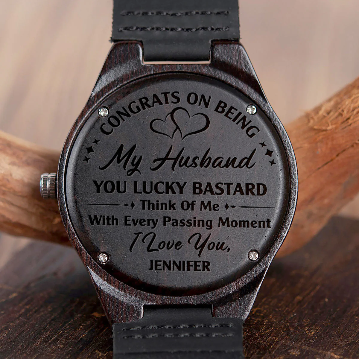Think Of Me With Every Passing Moment - Personalized Custom Wood Watch - Image 2