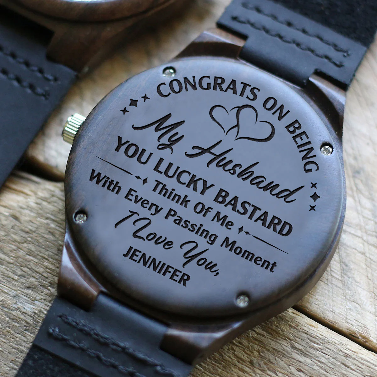 Think Of Me With Every Passing Moment - Personalized Custom Wood Watch - Image 5