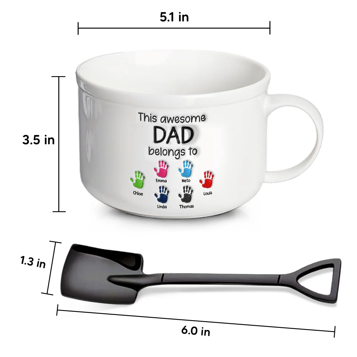 This Awesome Dad Belongs To - Personalized Custom Ceramic Bowl - Image 4