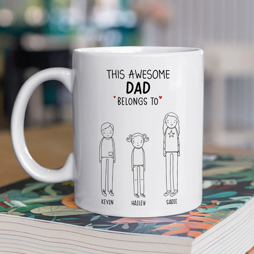 This Awesome Dad Belongs To - Personalized Custom Coffee Mug - Image 2