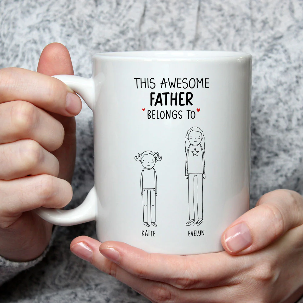This Awesome Dad Belongs To - Personalized Custom Coffee Mug - Image 3
