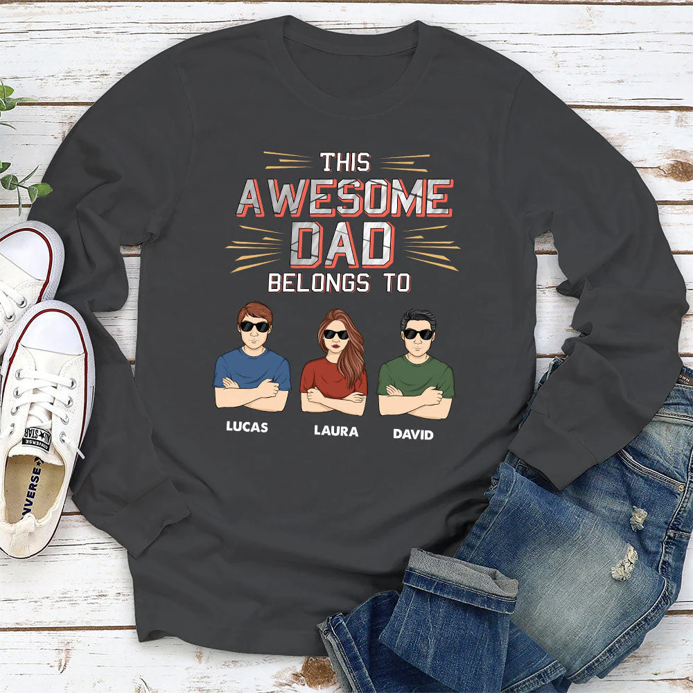 This Awesome Dad Belongs To Us - Personalized Custom Shirt - Image 4