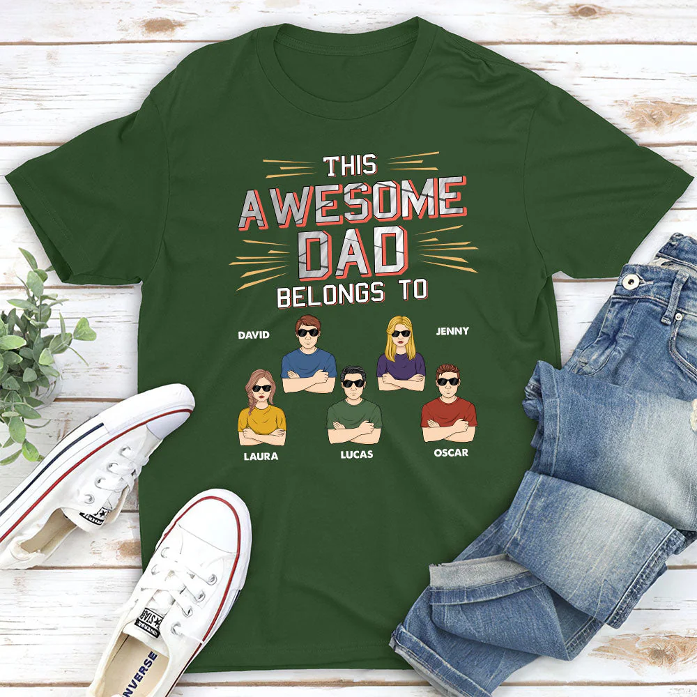 This Awesome Dad Belongs To Us - Personalized Custom Shirt - Image 5