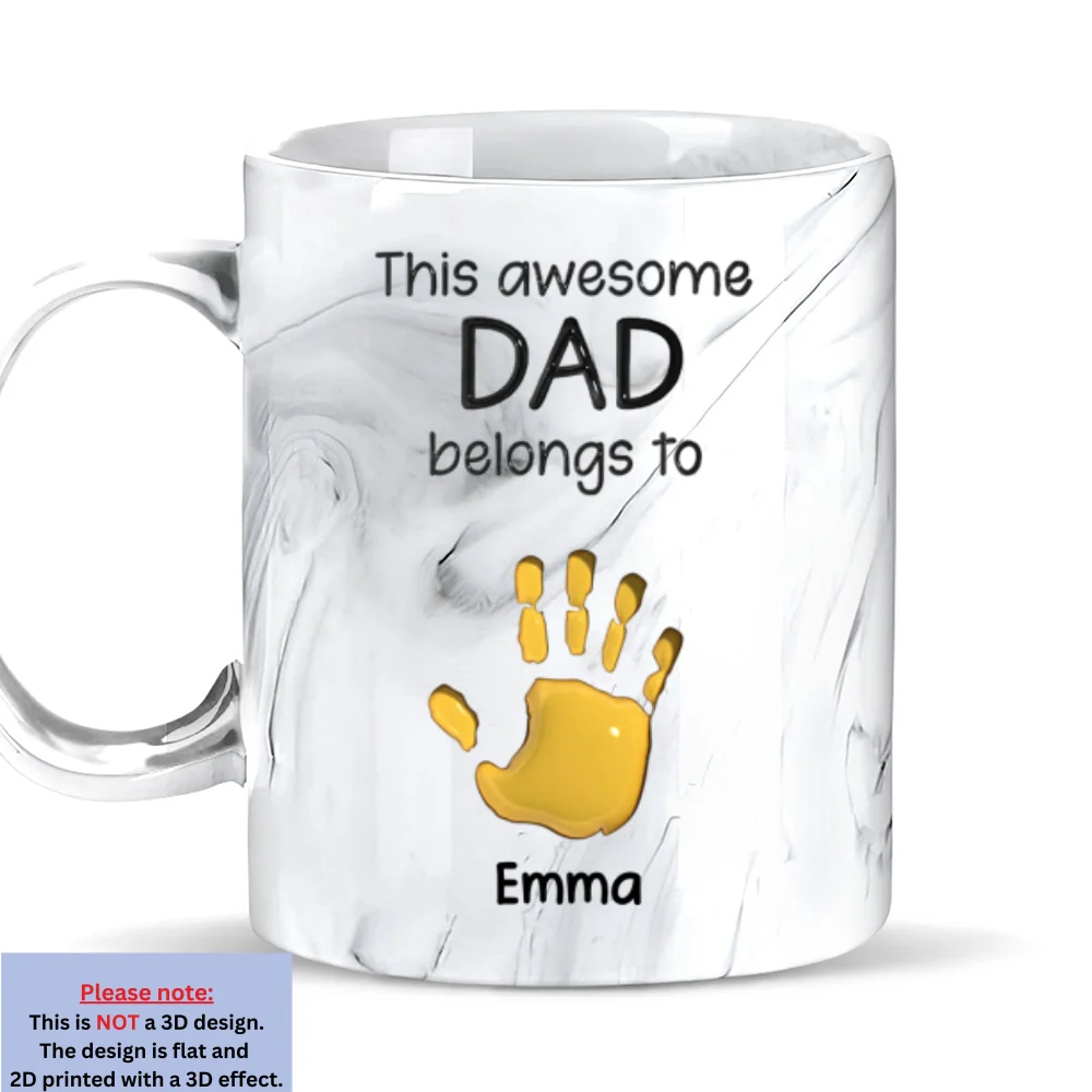 This Awesome Dad Grandpa Belongs To - Personalized Custom Grey Marble Mug - Image 7