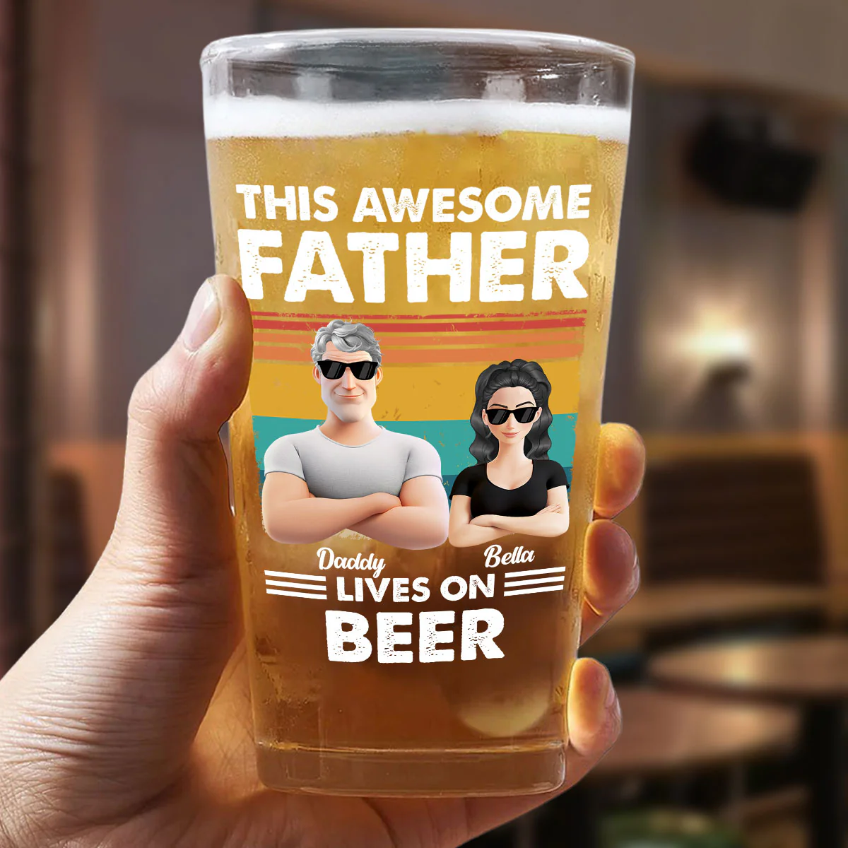This Awesome Dad Lives On Beer - Personalized Custom Beer Glass - Image 5