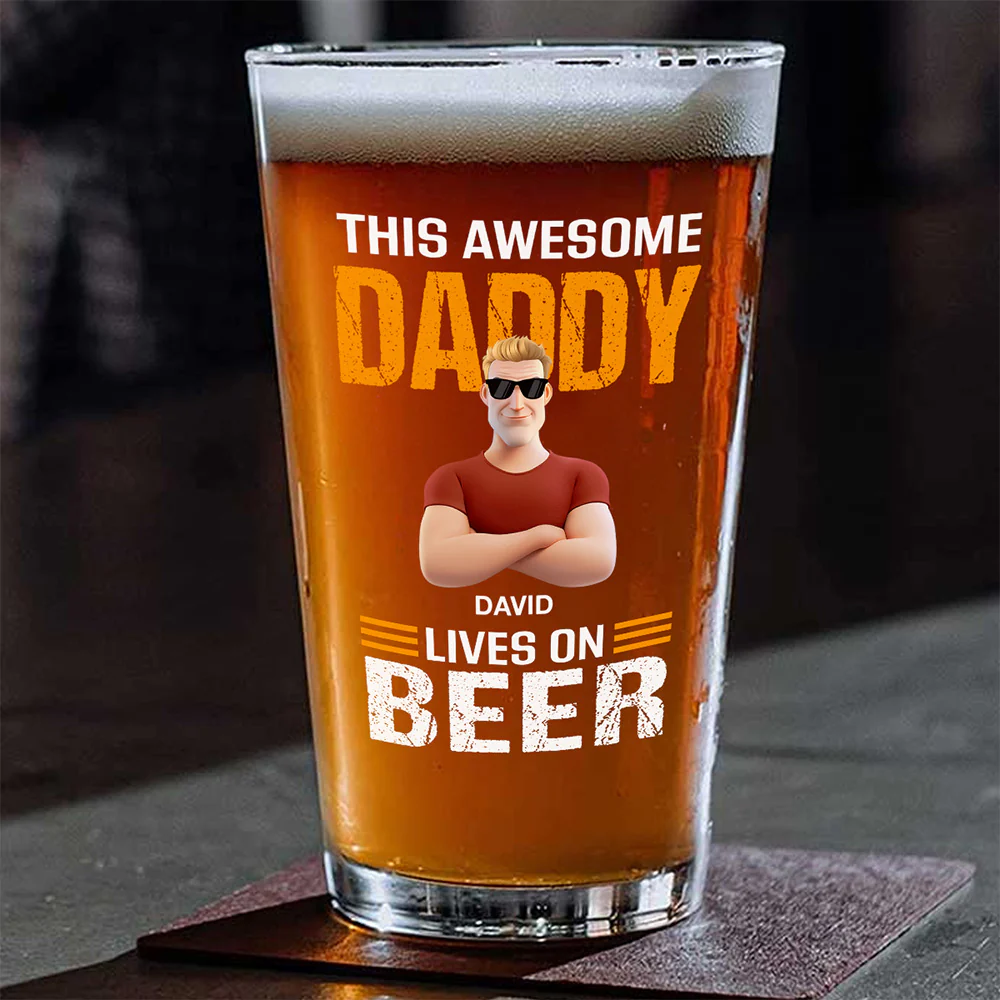 This Awesome Dad - Personalized Custom Beer Glass - Image 3