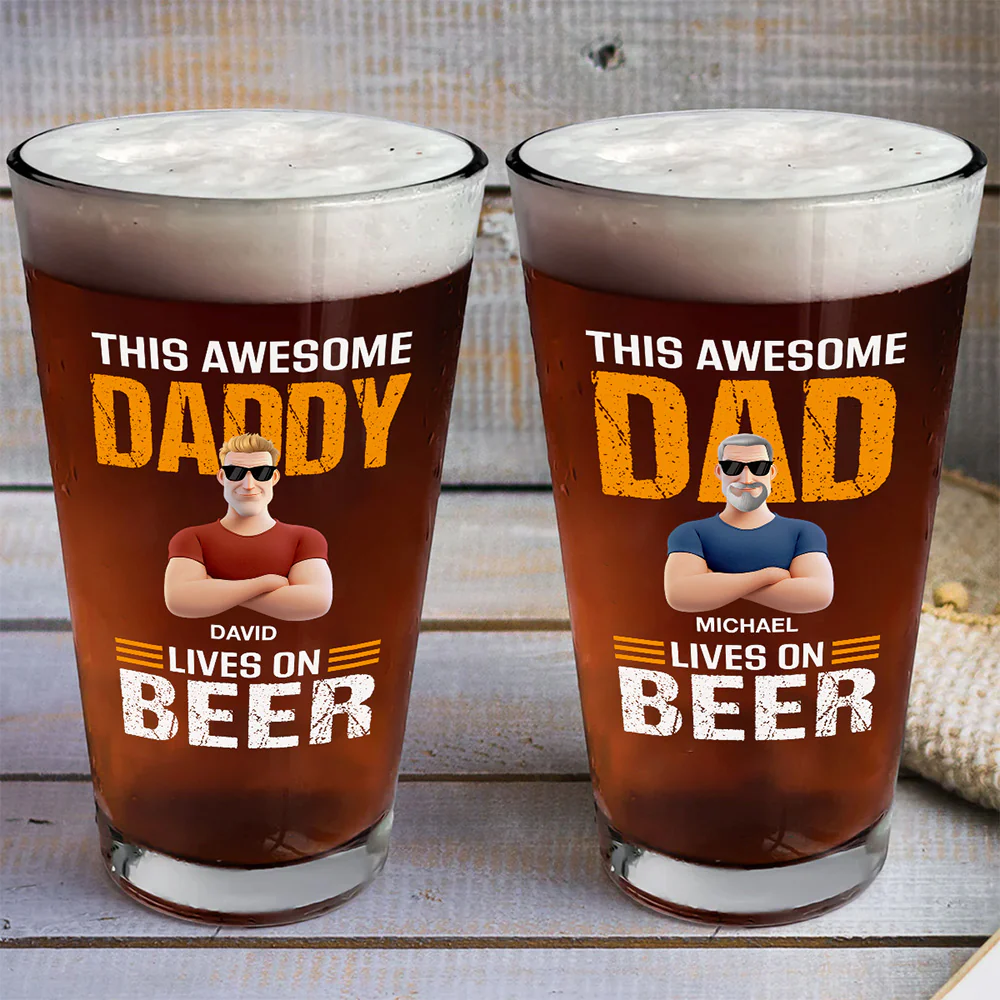 This Awesome Dad - Personalized Custom Beer Glass - Image 4