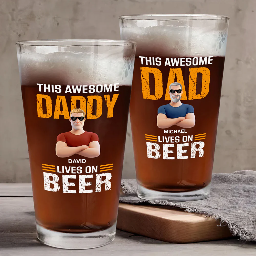 This Awesome Dad - Personalized Custom Beer Glass - Image 5