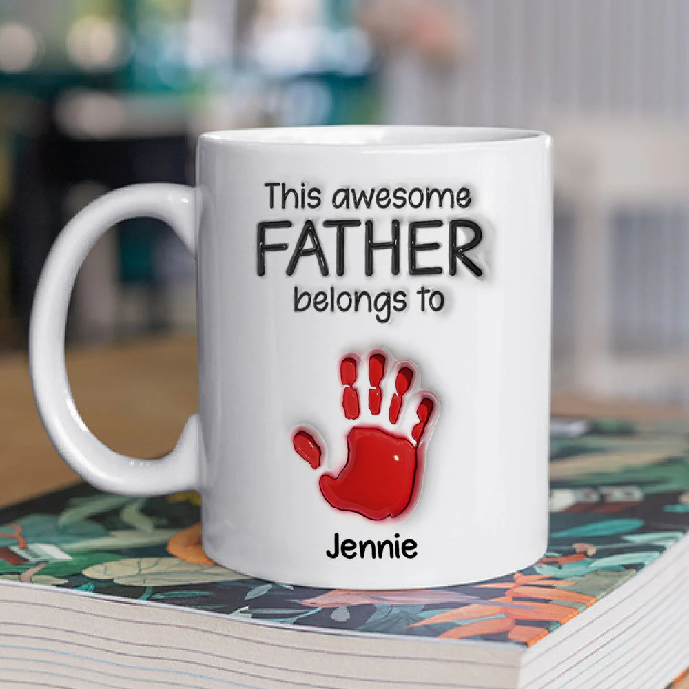 This Awesome Grandpa Belongs To - Personalized Custom 3D Inflated Effect Mug - Image 2