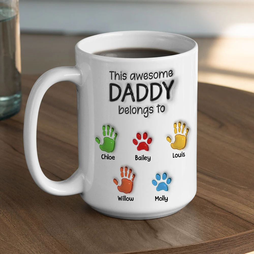 This Awesome Grandpa Belongs To - Personalized Custom 3D Inflated Effect Mug - Image 4