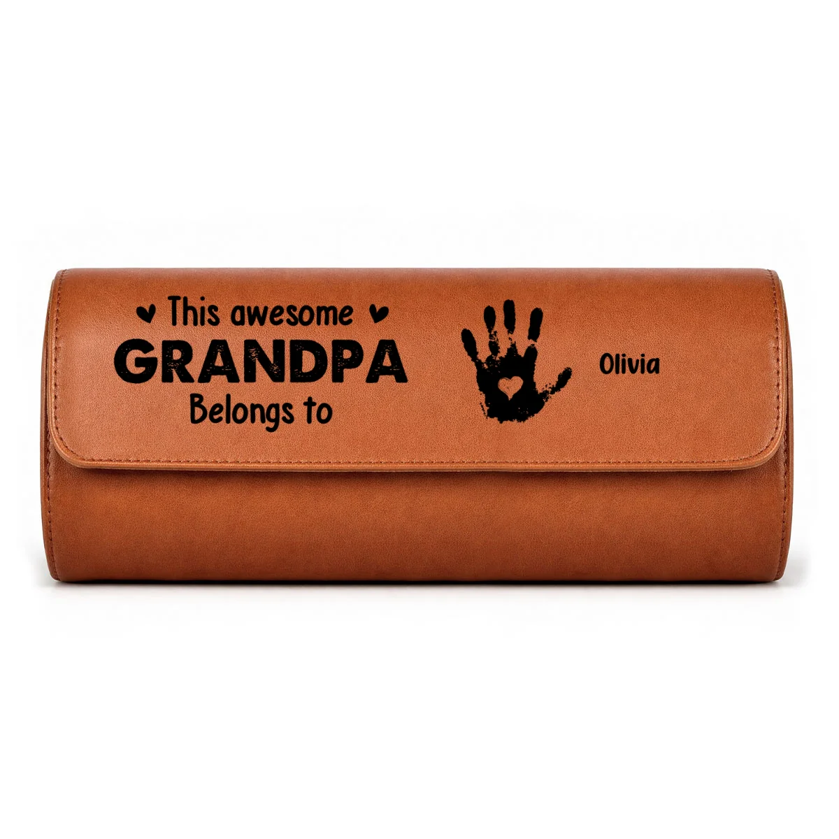 This Awesome Grandpa Belongs To - Personalized Custom Leather Watch Case - Image 12
