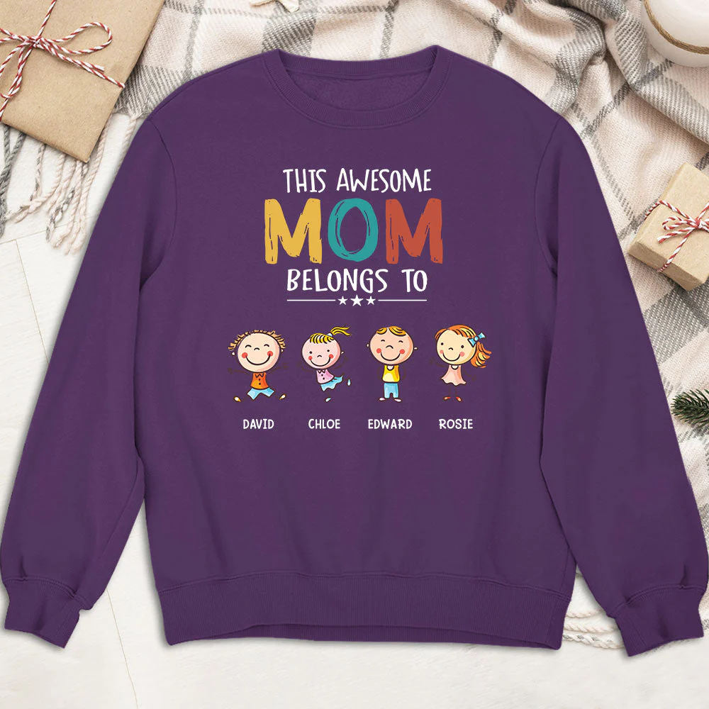 This Awesome Mom Belongs To - Personalized Custom Sweatshirt - Image 4