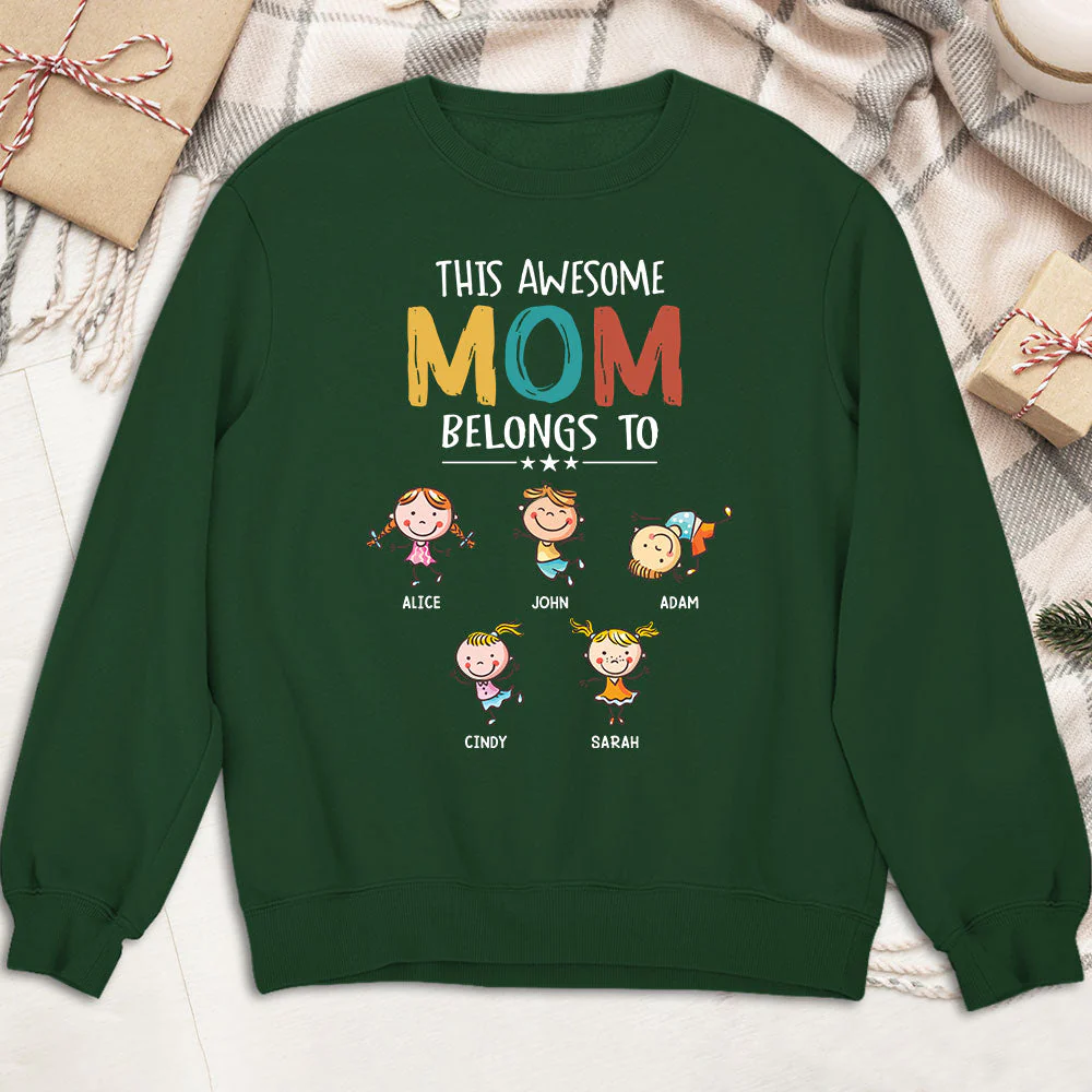 This Awesome Mom Belongs To - Personalized Custom Sweatshirt - Image 5