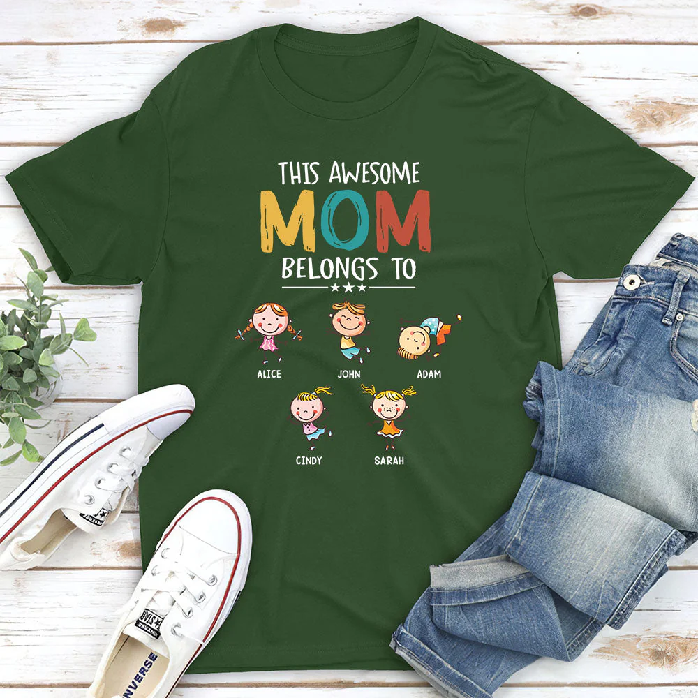 This Awesome Mom Belongs To - Personalized Custom Unisex T-shirt - Image 5