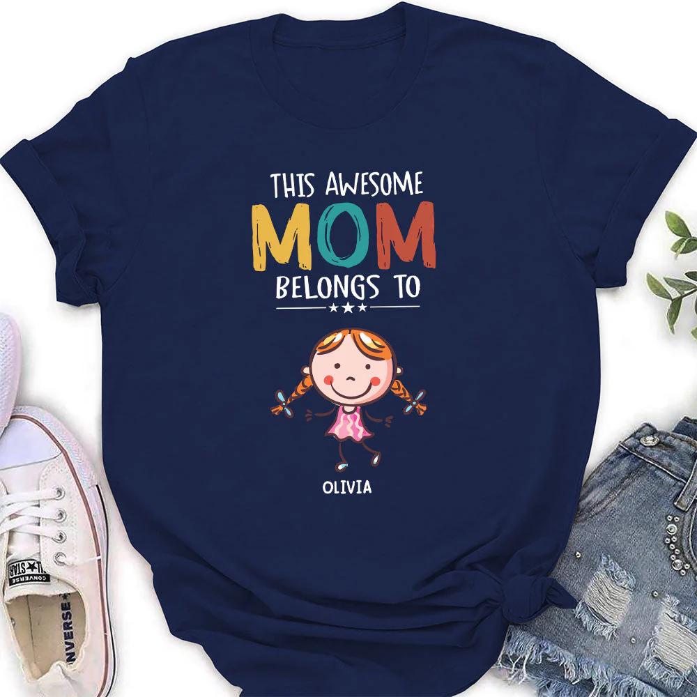 This Awesome Mom Belongs To - Personalized Custom Women's T-shirt - Image 3
