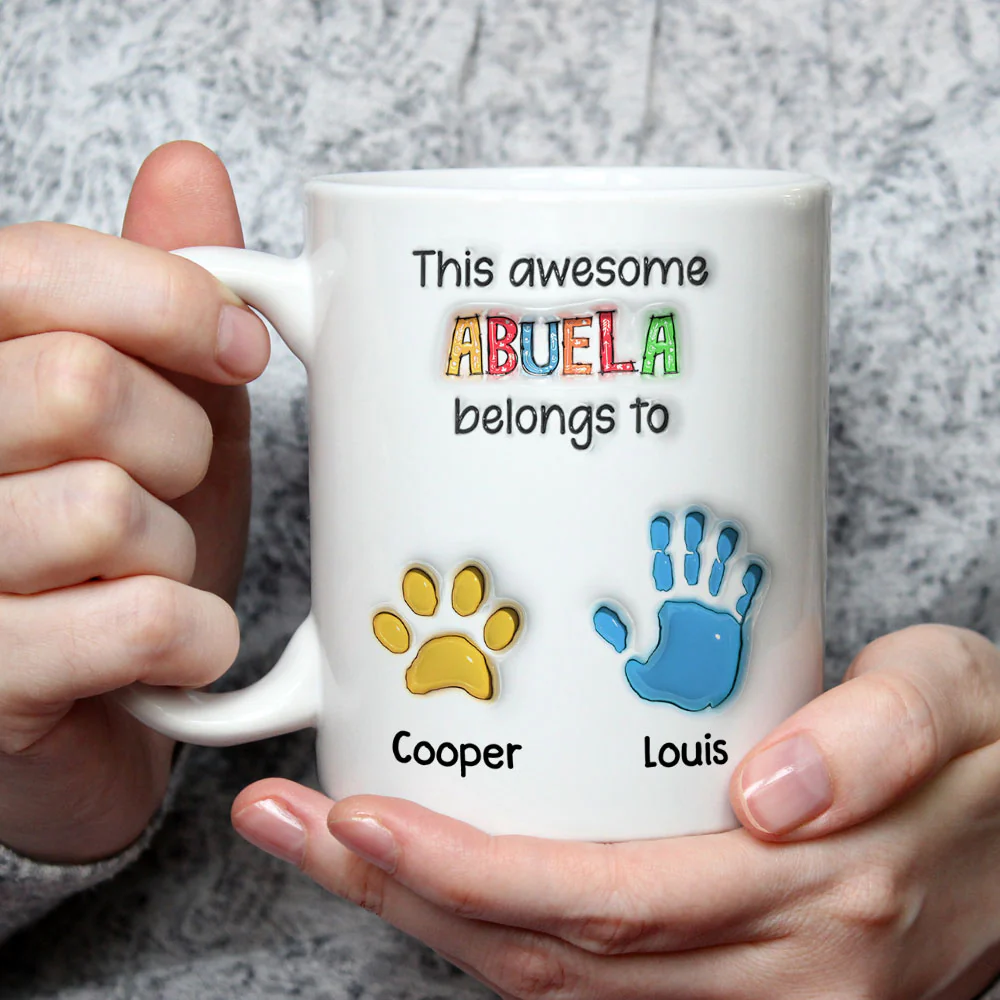This Awesome Nana Belongs to Us - Personalized Custom 3D Inflated Effect Mug - Image 3