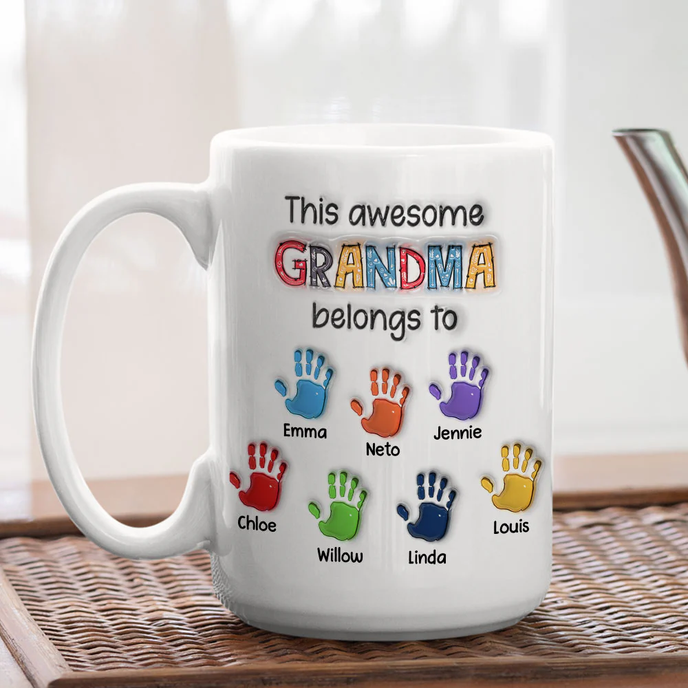 This Awesome Nana Belongs to Us - Personalized Custom 3D Inflated Effect Mug - Image 5