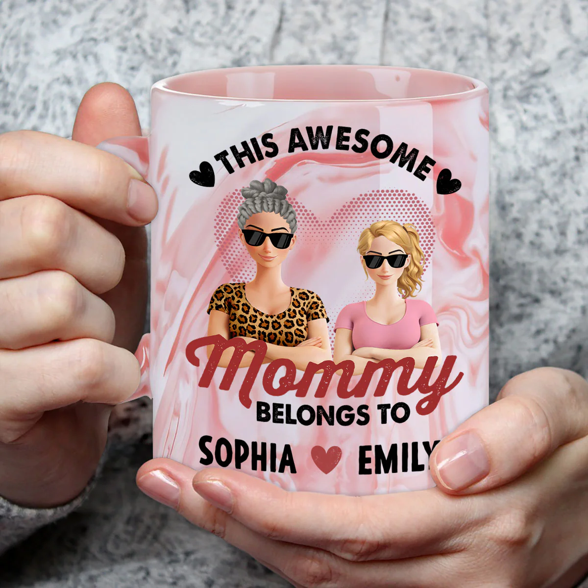 This Awesome Women Belongs To Us - Personalized Custom Pink Marble Mug - Image 3
