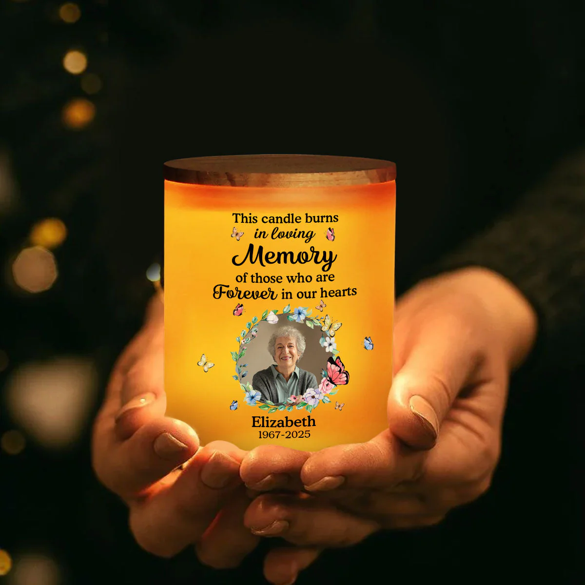 This Candle Burns In Loving Memory - Personalized Custom Glass Jar With LED Candle - Image 3