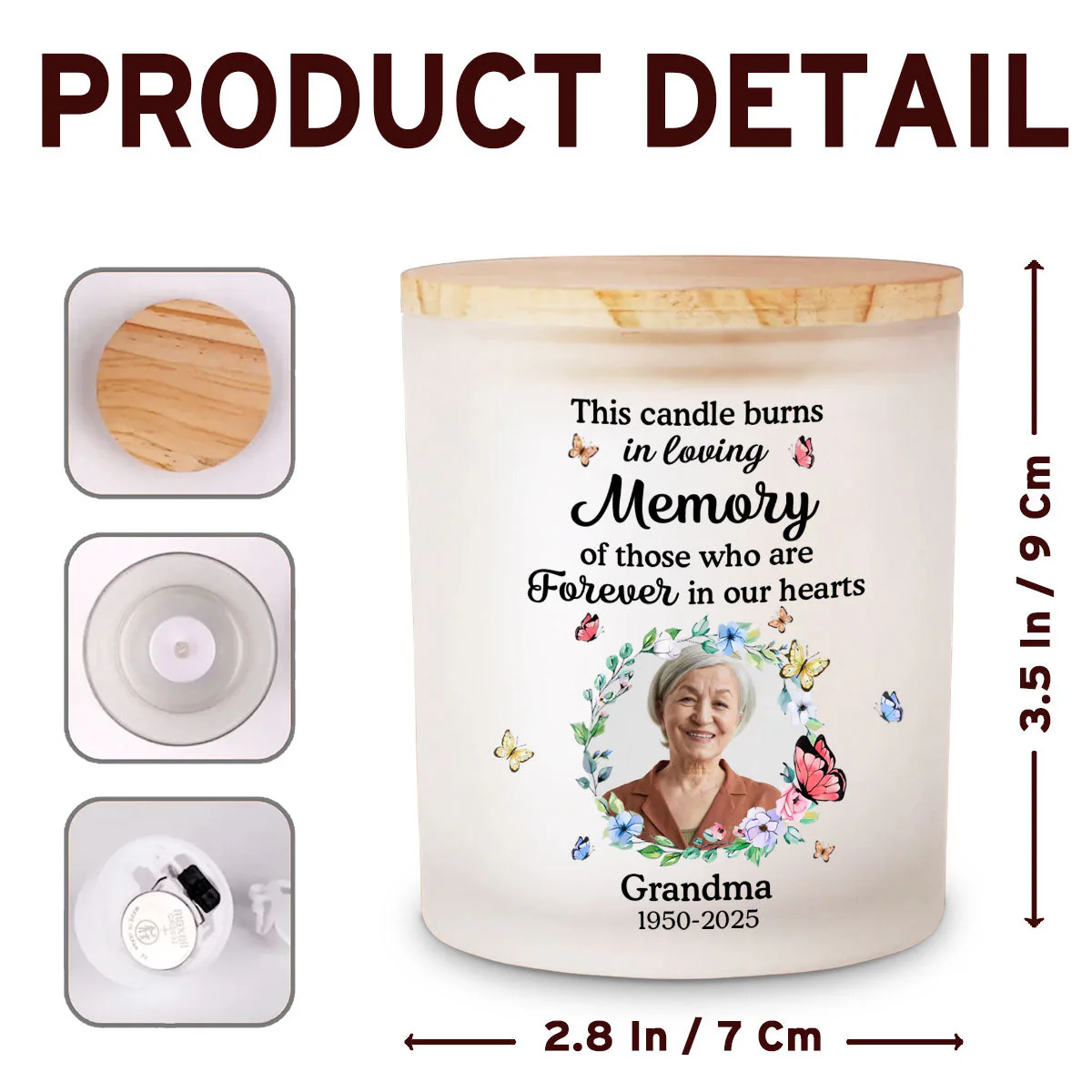 This Candle Burns In Loving Memory - Personalized Custom Glass Jar With LED Candle - Image 6