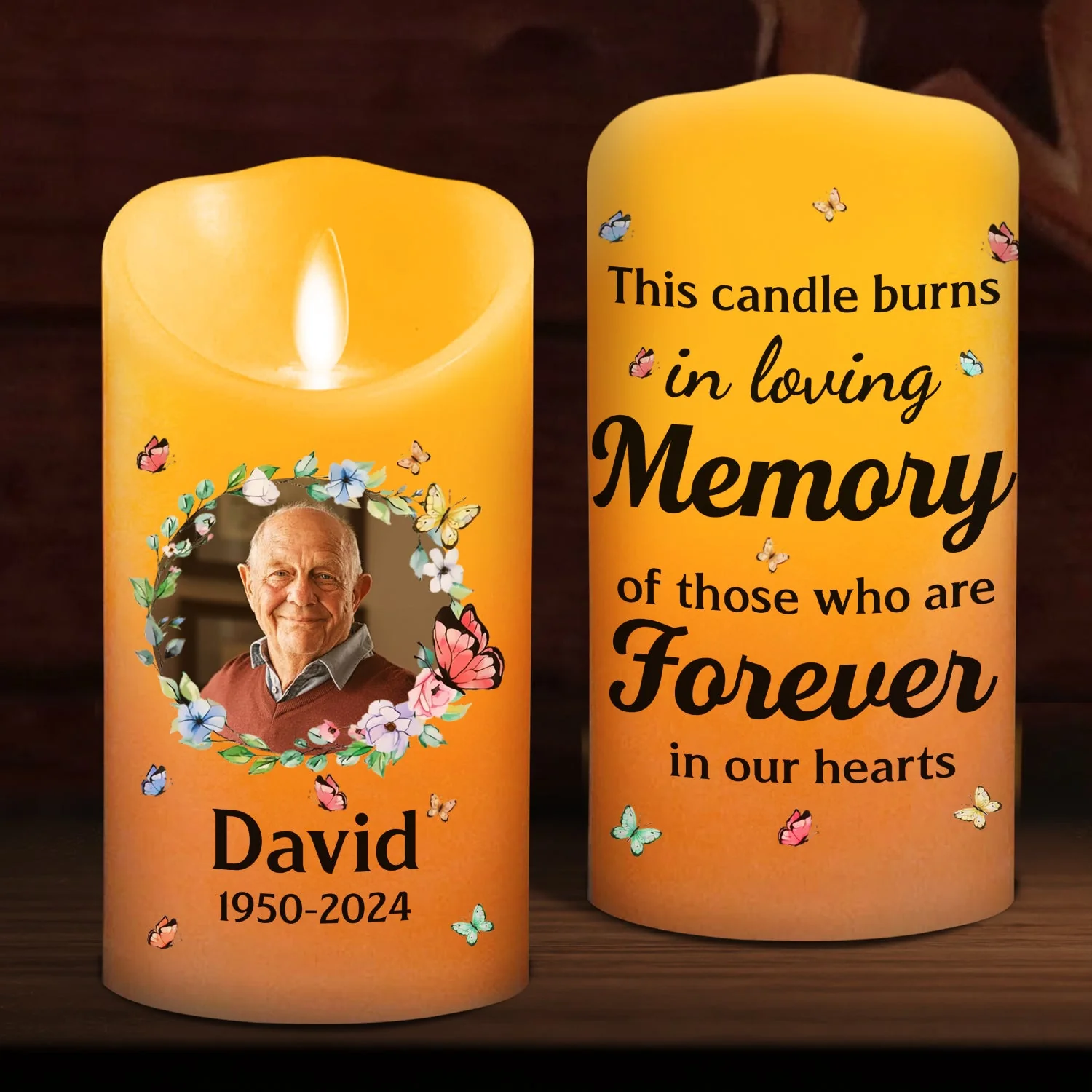 This Candle Burns In Loving Memory - Personalized Custom LED Candle - Image 4