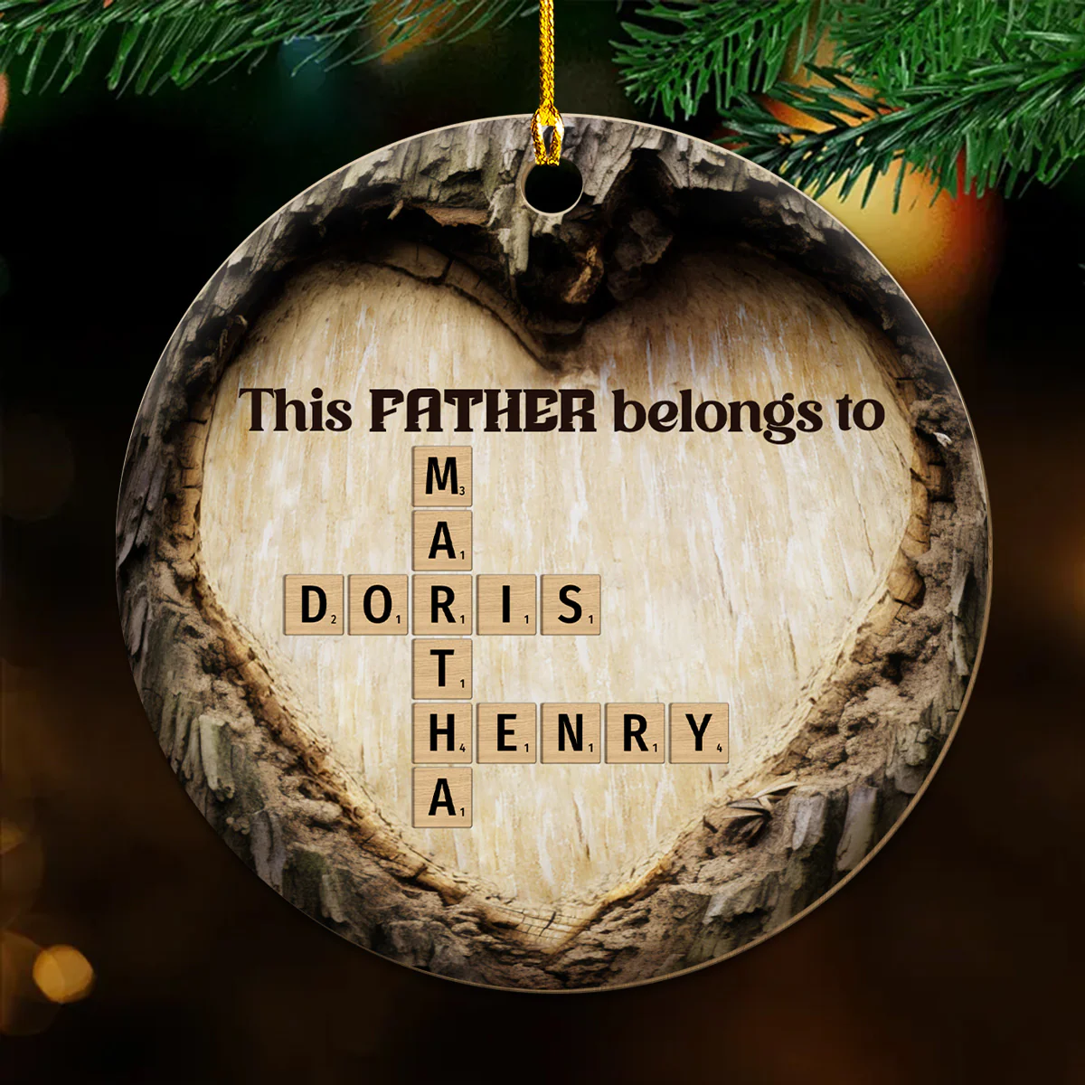 This Dad Belong To Crossword Art - Personalized Custom Wood Ornament - Image 2