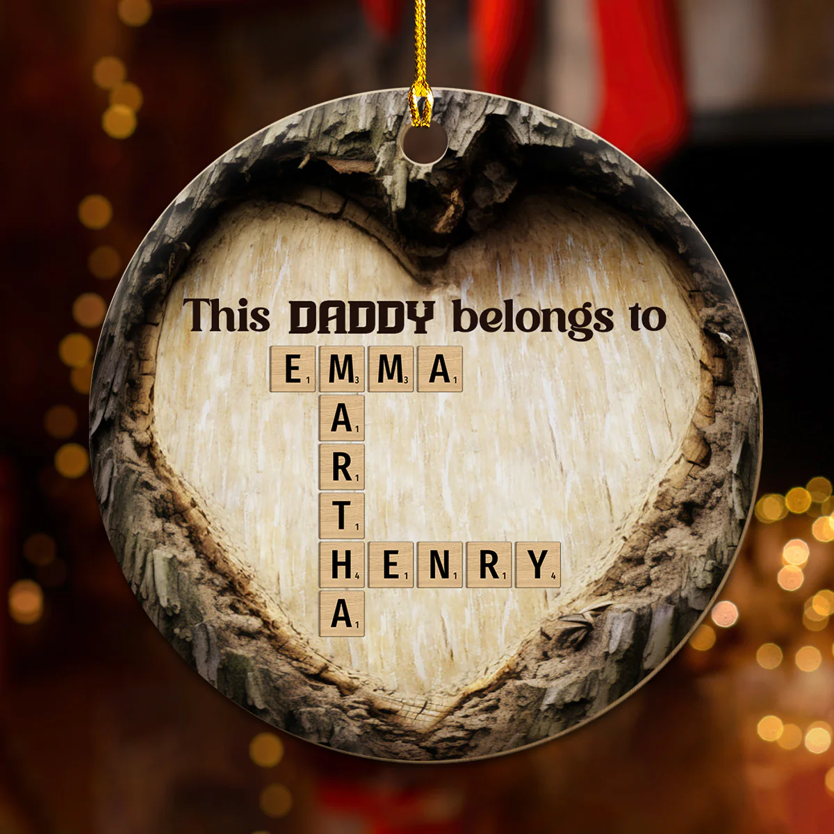This Dad Belong To Crossword Art - Personalized Custom Wood Ornament - Image 4