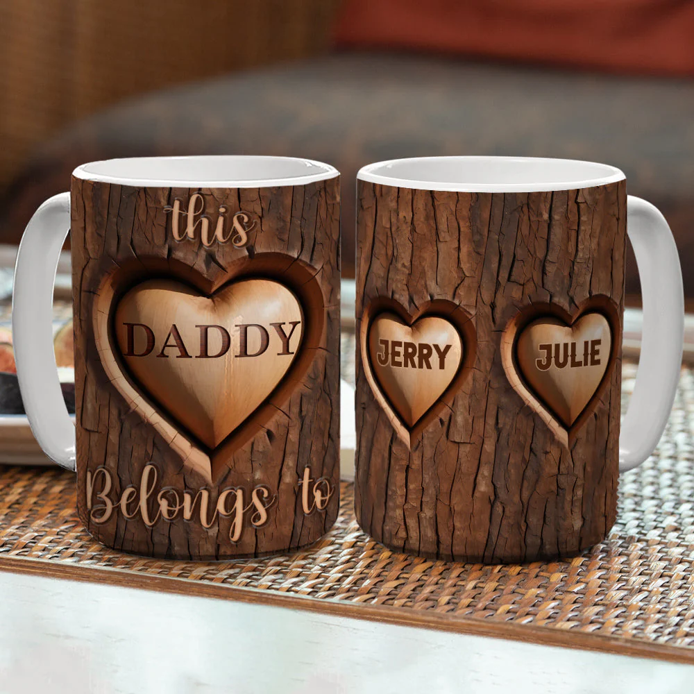This Dad Belongs To - Personalized Custom 3D Inflated Effect Mug - Image 3