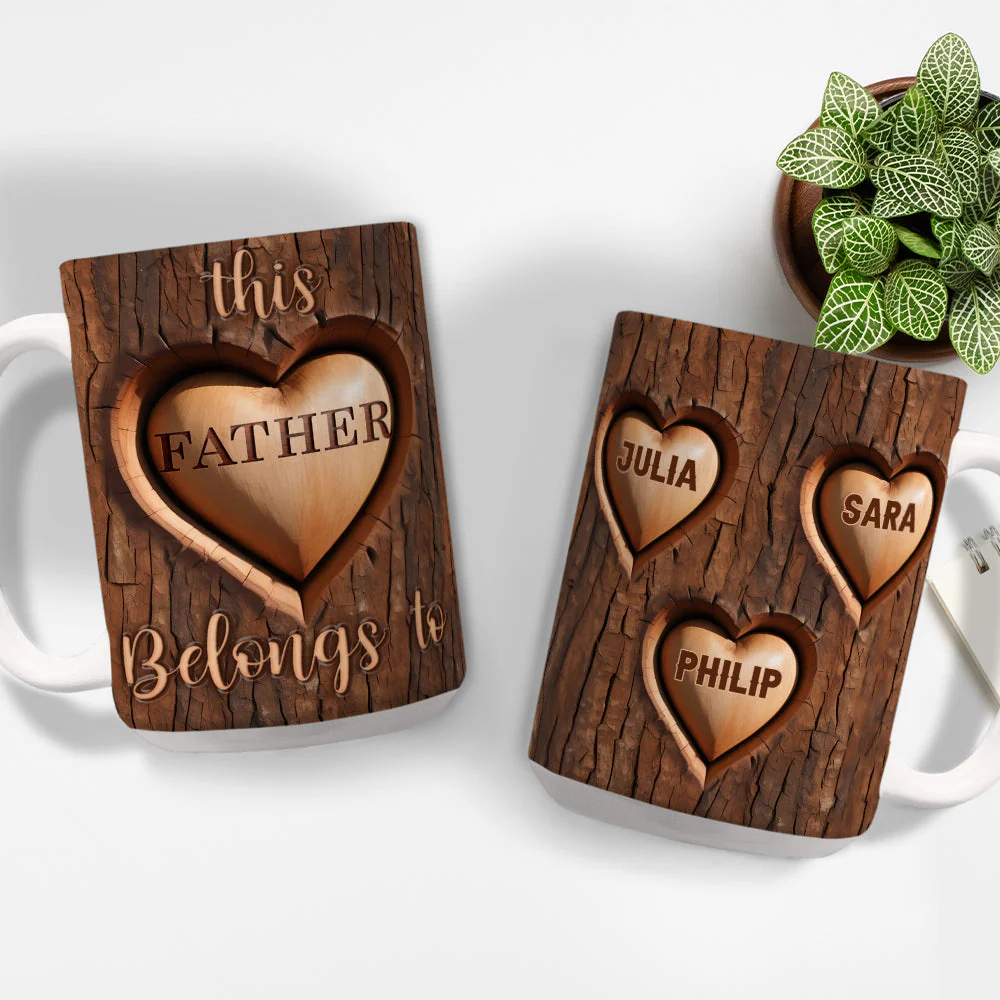 This Dad Belongs To - Personalized Custom 3D Inflated Effect Mug - Image 4