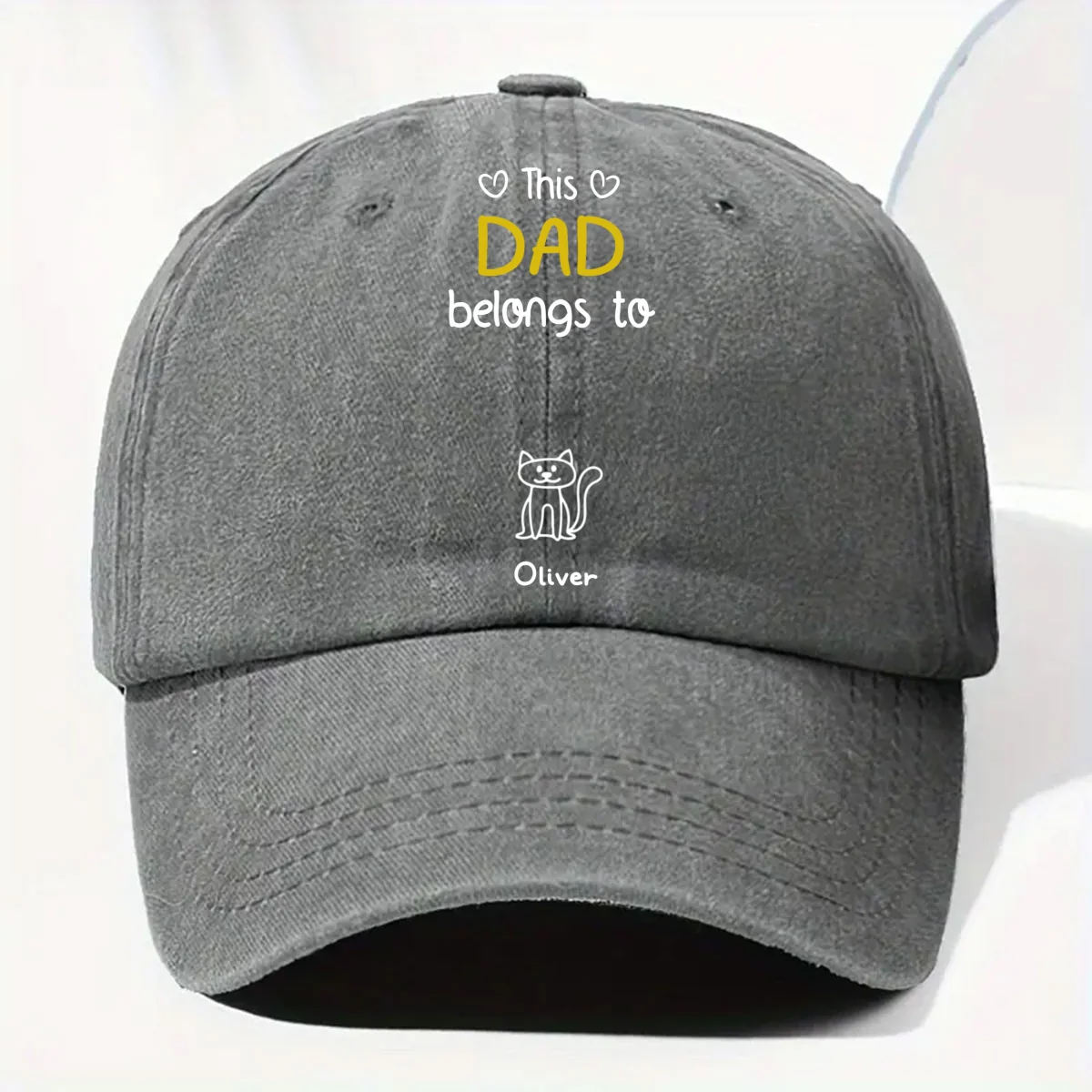 This Daddy Belongs To Us - Personalized Custom Vintage Washed Denim Cap - Image 6