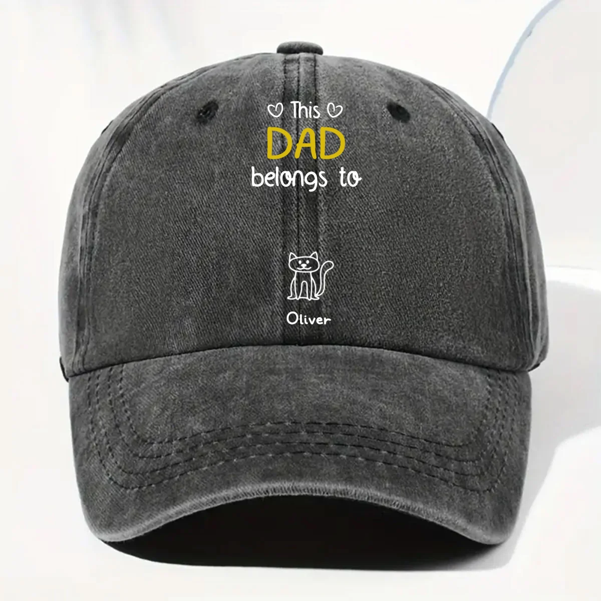 This Daddy Belongs To Us - Personalized Custom Vintage Washed Denim Cap - Image 7