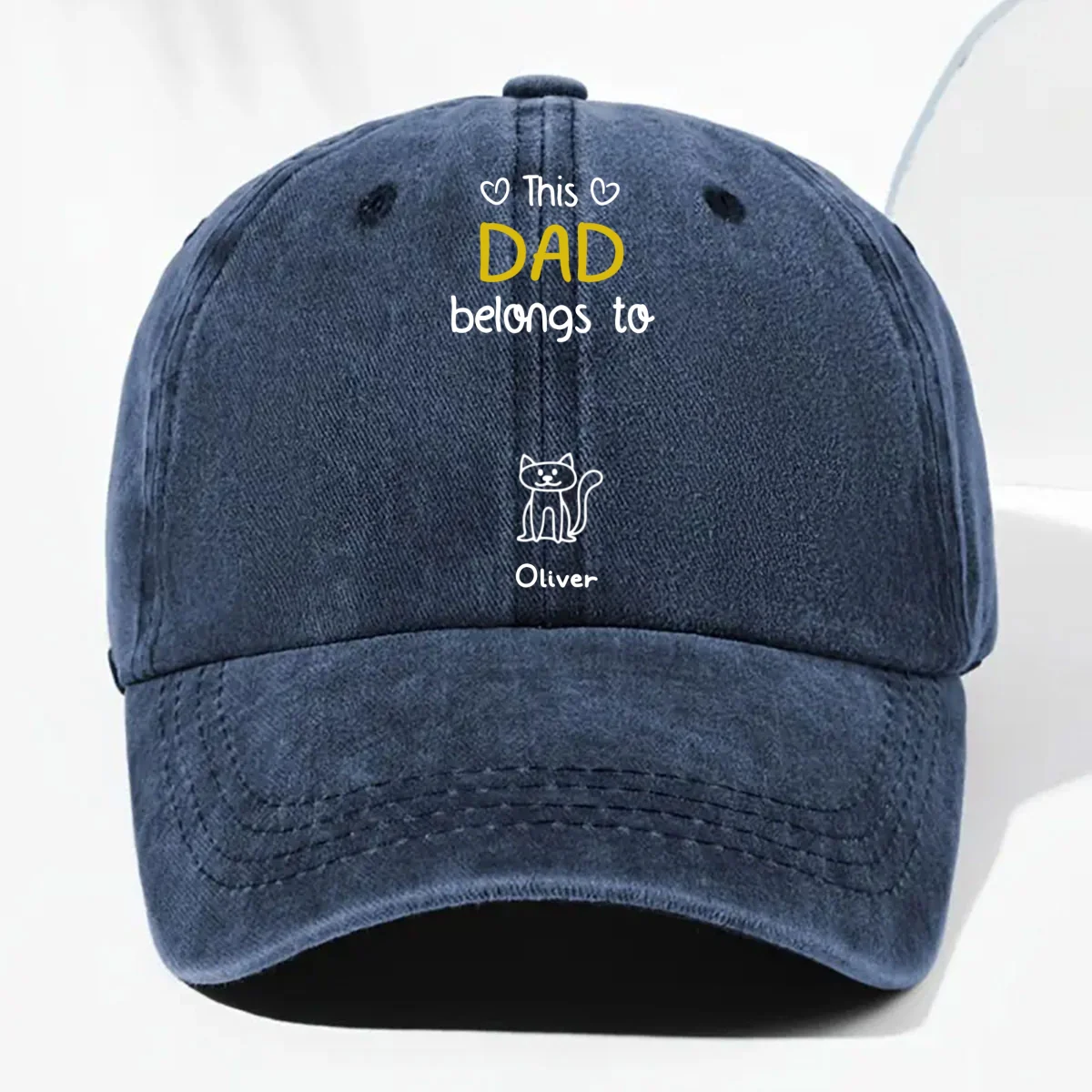 This Daddy Belongs To Us - Personalized Custom Vintage Washed Denim Cap - Image 8