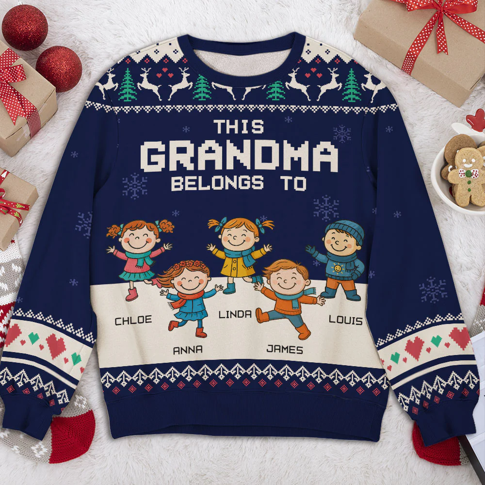 This Grandma Belongs To Grandkids - Personalized Custom All-Over-Print Sweatshirt - Image 2