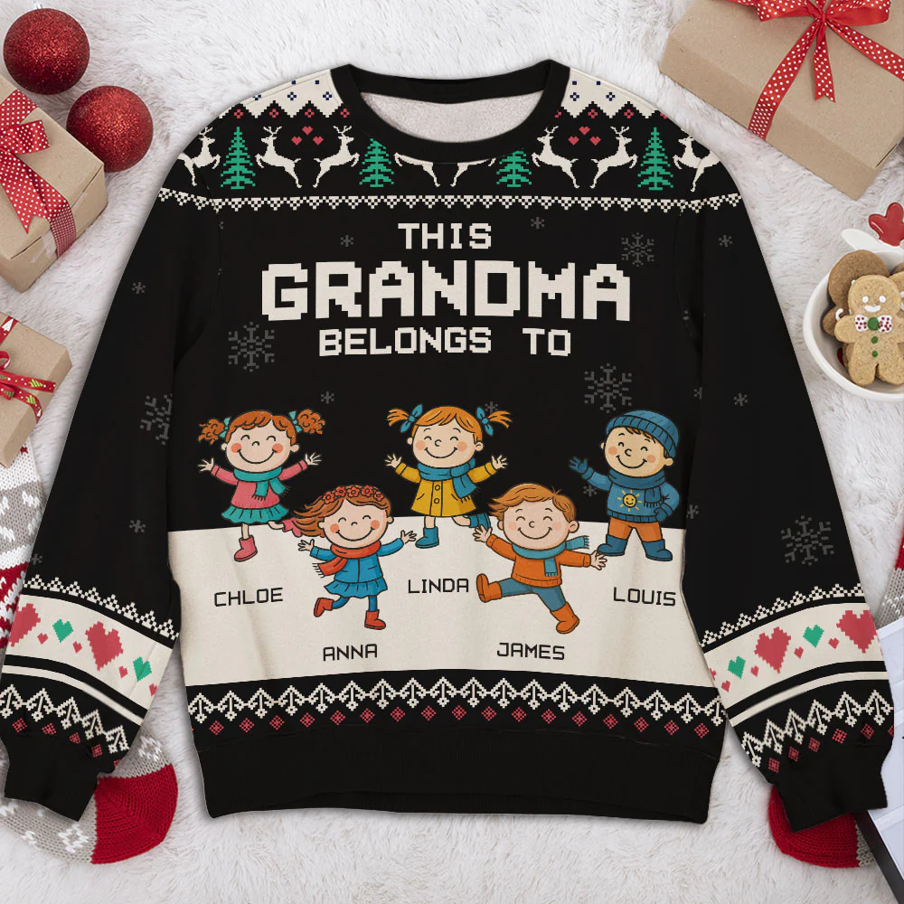 This Grandma Belongs To Grandkids - Personalized Custom All-Over-Print Sweatshirt - Image 4