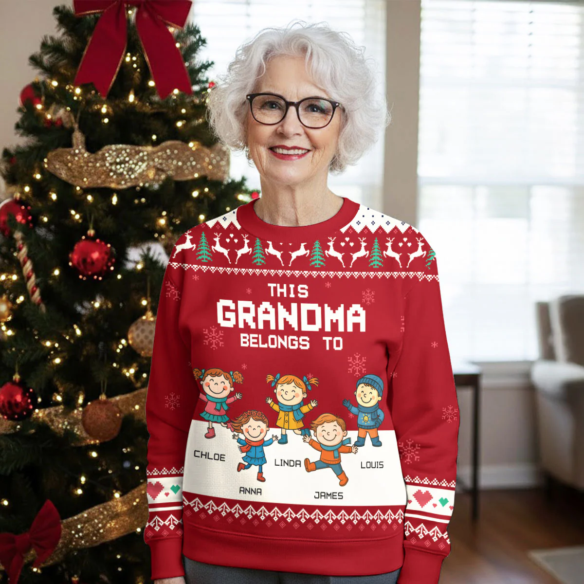 This Grandma Belongs To Grandkids - Personalized Custom All-Over-Print Sweatshirt - Image 5