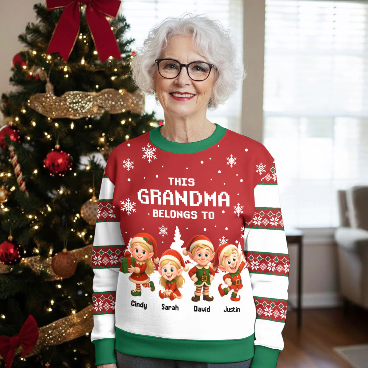 This Grandma Belongs To - Personalized Custom All-Over-Print Sweatshirt - Image 4