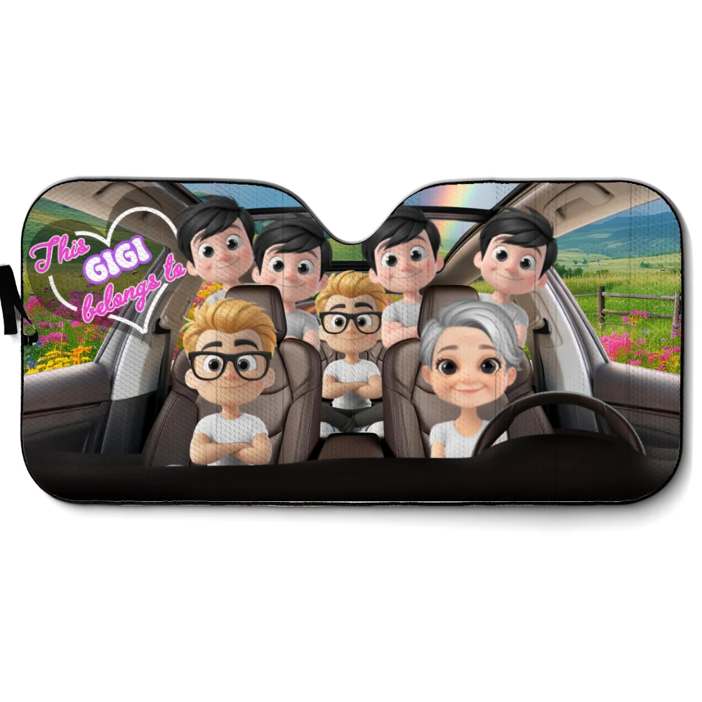This Grandma Belongs To - Personalized Custom Car Sunshade - Image 7