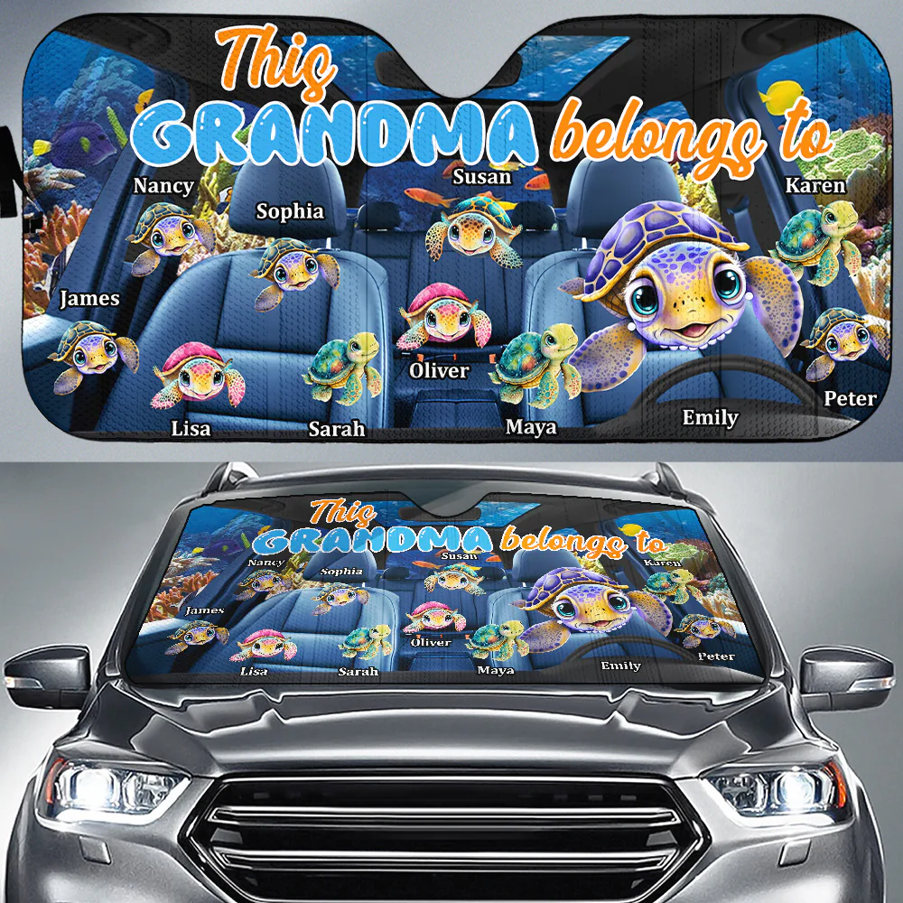 This Grandma Belongs To - Personalized Custom Car Sunshade - Image 2