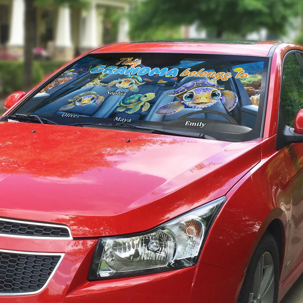 This Grandma Belongs To - Personalized Custom Car Sunshade - Image 3