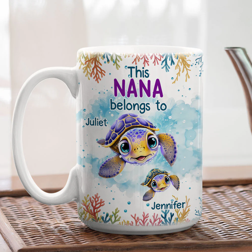 This Grandma Belongs To Turtle Summer - Personalized Custom Coffee Mug - Image 5