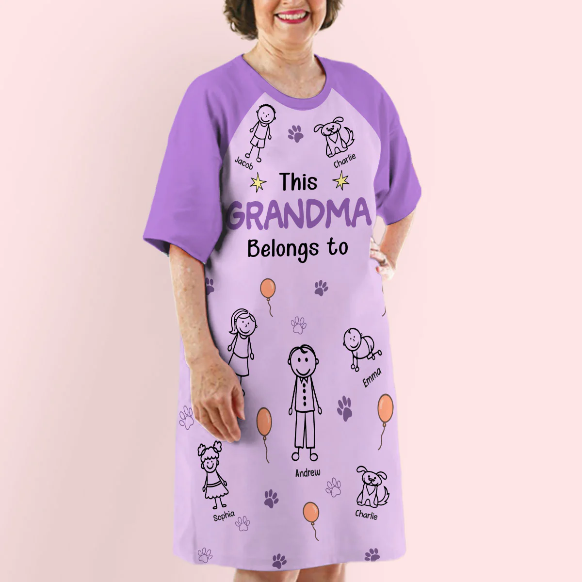 This Grandma Is Ours - Personalized Custom 3/4 Sleeve Dress
