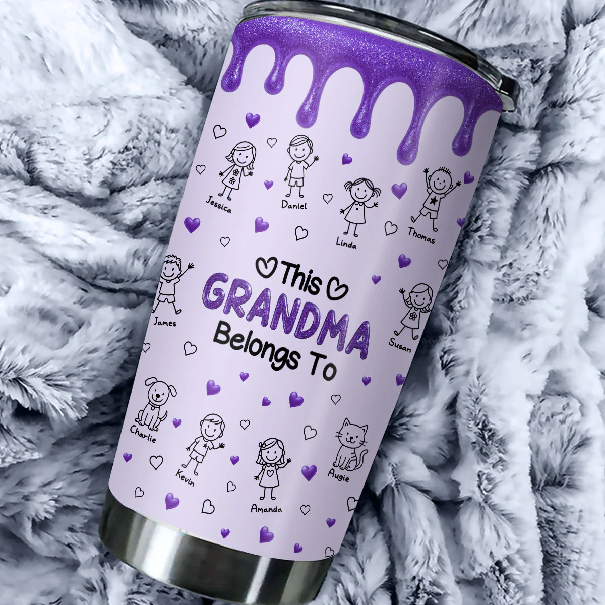 This Grandma Mom Belongs To - Personalized Custom 3D Inflated Effect Tumbler - Image 2