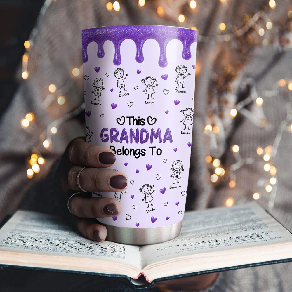 This Grandma Mom Belongs To - Personalized Custom 3D Inflated Effect Tumbler - Image 3