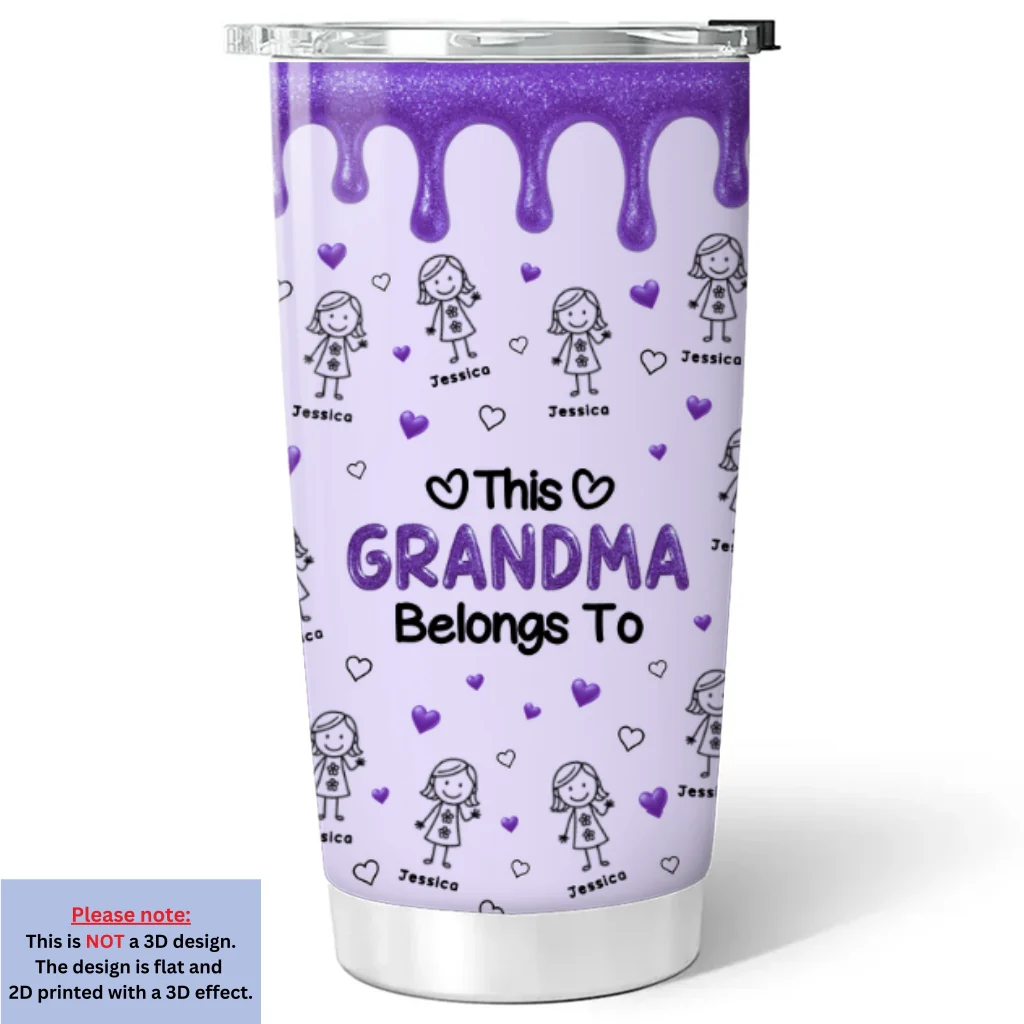 This Grandma Mom Belongs To - Personalized Custom 3D Inflated Effect Tumbler - Image 6