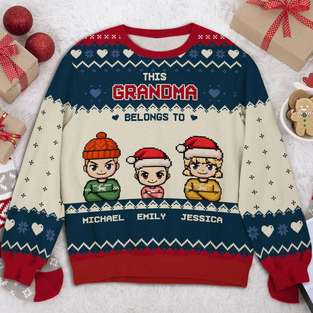 This Grandma Mom Belongs To Pixel - Personalized Custom All-Over-Print Sweatshirt - Image 2