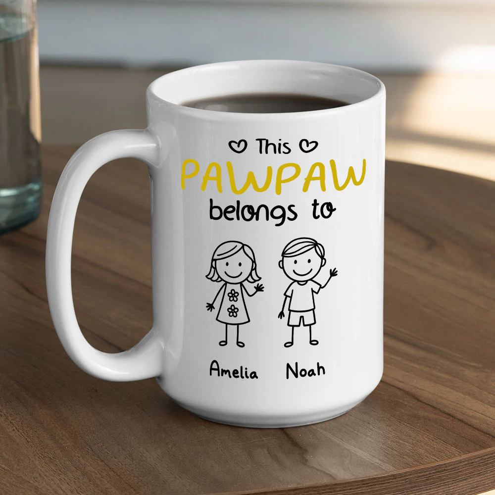 This Grandpa Belongs To Us - Personalized Custom Coffee Mug - Image 4