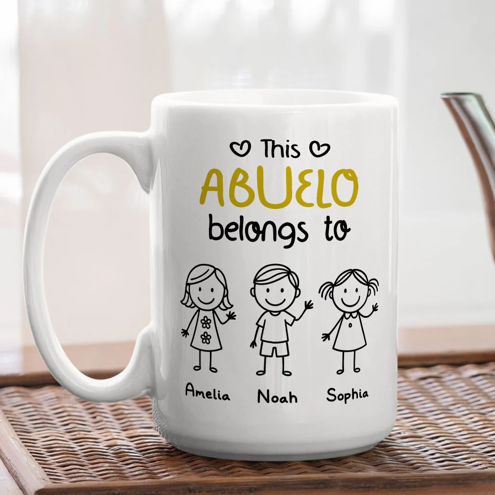 This Grandpa Belongs To Us - Personalized Custom Coffee Mug - Image 5