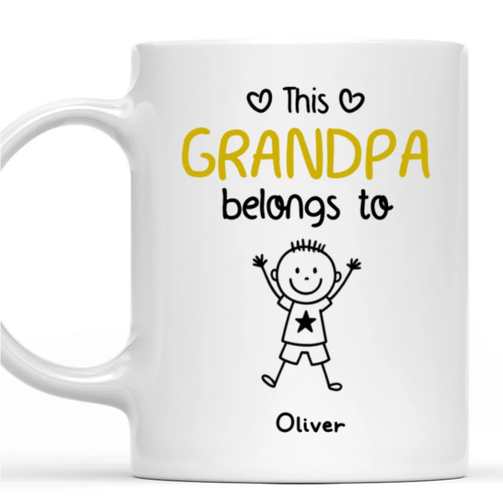 This Grandpa Belongs To Us - Personalized Custom Coffee Mug - Image 7