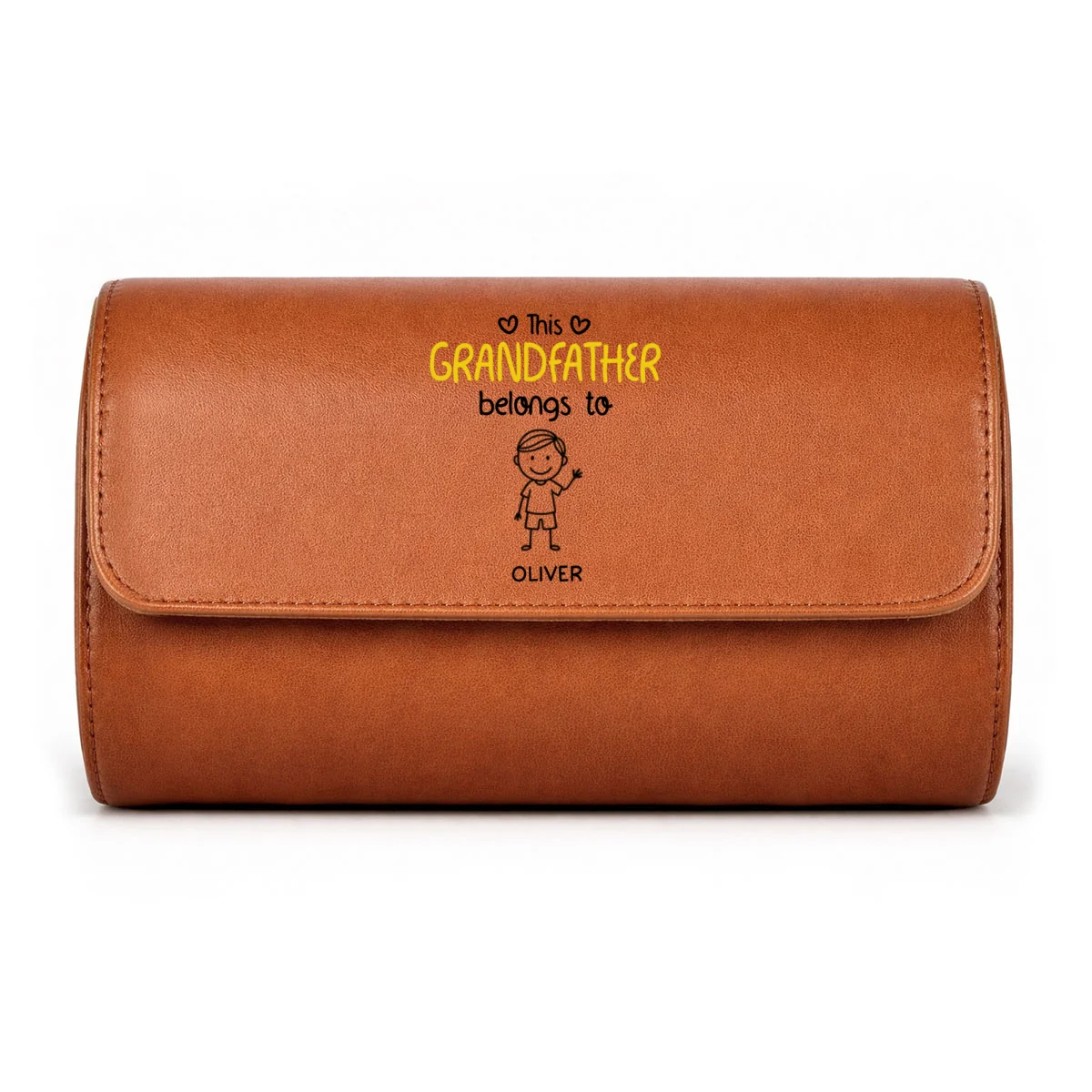 This Grandpa Belongs To Us - Personalized Custom Leather Watch Case - Image 11