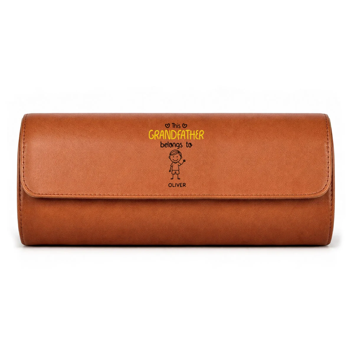 This Grandpa Belongs To Us - Personalized Custom Leather Watch Case - Image 13